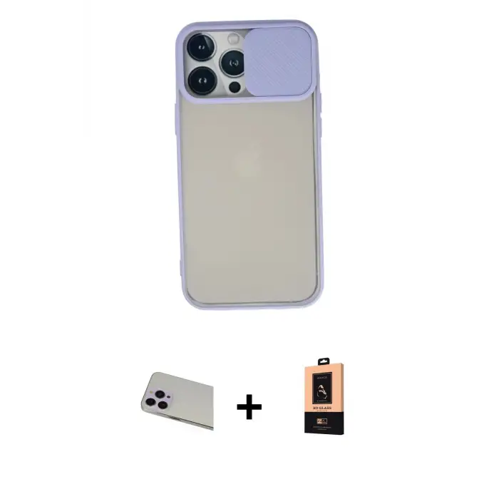 ieg™ iPhone 13 Pro Max Kılıf Vadi Çizgi - Şeffaf Maxco Cam Ekran Koruyucu + Rainbow Kamera Lens Koruma Cam - MR