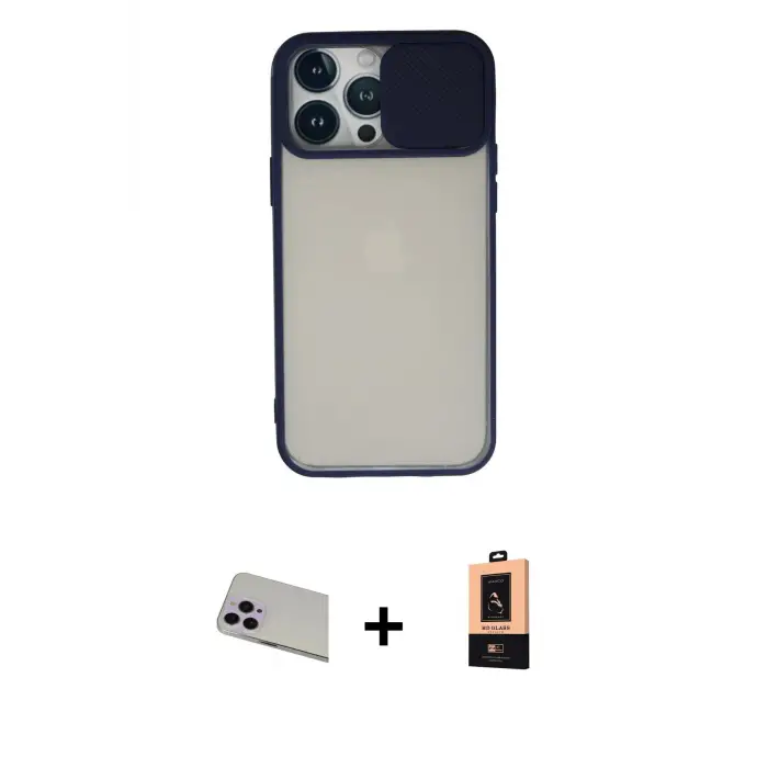 ieg™ iPhone 13 Pro Max Kılıf Vadi Çizgi - Şeffaf Maxco Cam Ekran Koruyucu + Rainbow Kamera Lens Koruma Cam - MR