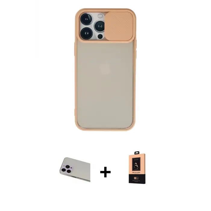 ieg™ iPhone 13 Pro Max Kılıf Vadi Çizgi - Şeffaf Maxco Cam Ekran Koruyucu + Rainbow Kamera Lens Koruma Cam - MR
