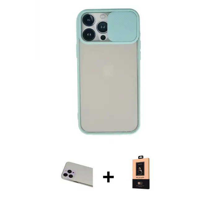 ieg™ iPhone 13 Pro Max Kılıf Vadi Çizgi - Şeffaf Maxco Cam Ekran Koruyucu + Rainbow Kamera Lens Koruma Cam - MR