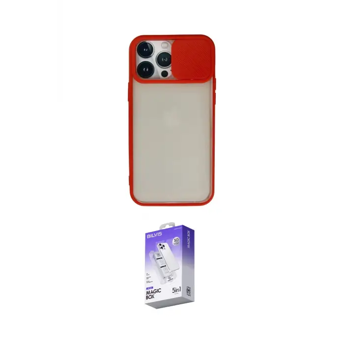 ieg™ iPhone 13 Pro Max Kılıf Vadi Çizgi - Siyah Bilvis 5in1 3D Magic Cam Ekran Koruyucu