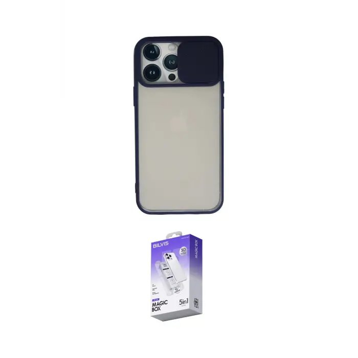 ieg™ iPhone 13 Pro Max Kılıf Vadi Çizgi - Siyah Bilvis 5in1 3D Magic Cam Ekran Koruyucu