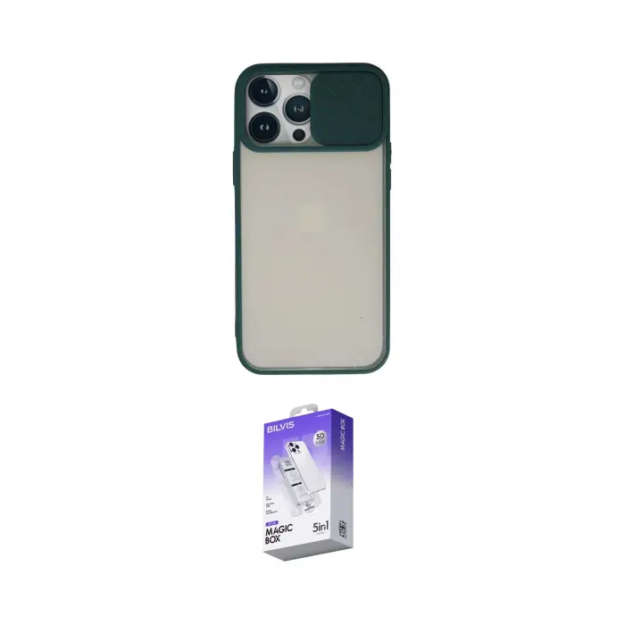 ieg™ iPhone 13 Pro Max Kılıf Vadi Çizgi - Siyah Bilvis 5in1 3D Magic Cam Ekran Koruyucu