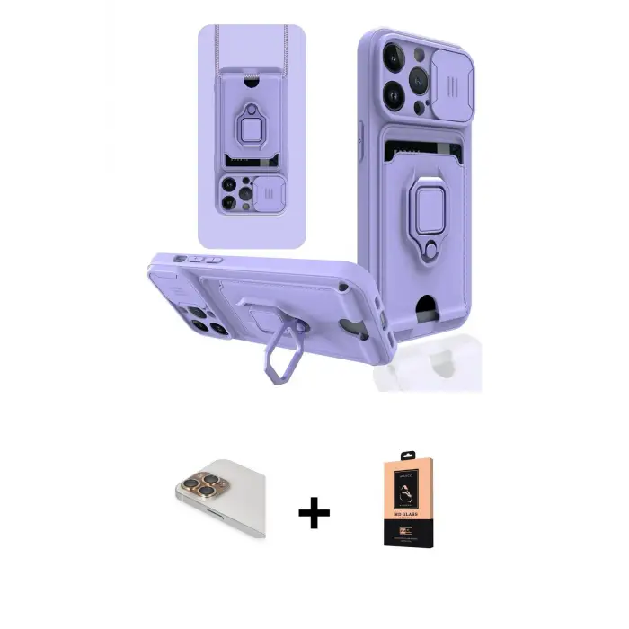 ieg™ iPhone 13 Pro Max Kılıf Vadi Form Prime - Şeffaf Maxco Cam Ekran Koruyucu + Pers Alüminyum Kamera Lens - GD