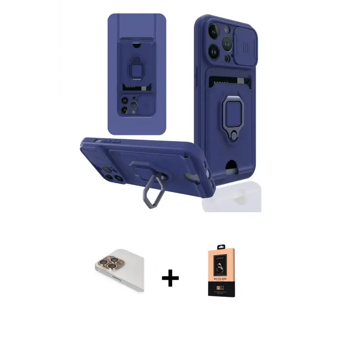 ieg™ iPhone 13 Pro Max Kılıf Vadi Form Prime - Şeffaf Maxco Cam Ekran Koruyucu + Pers Alüminyum Kamera Lens - GD