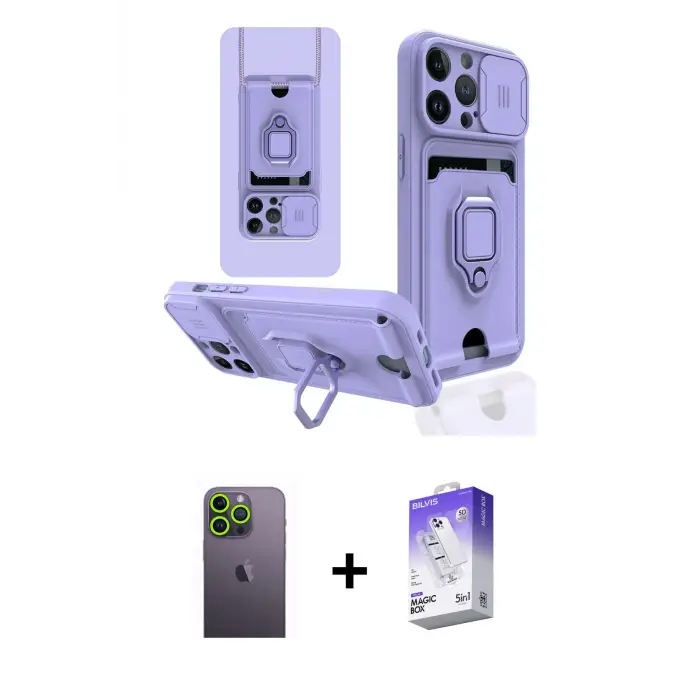 ieg™ iPhone 13 Pro Max Kılıf Vadi Form Prime - Siyah Bilvis 5in1 3D Magic Cam Ekran Koruyucu + Neon Fosforlu Kamera Lens - YL