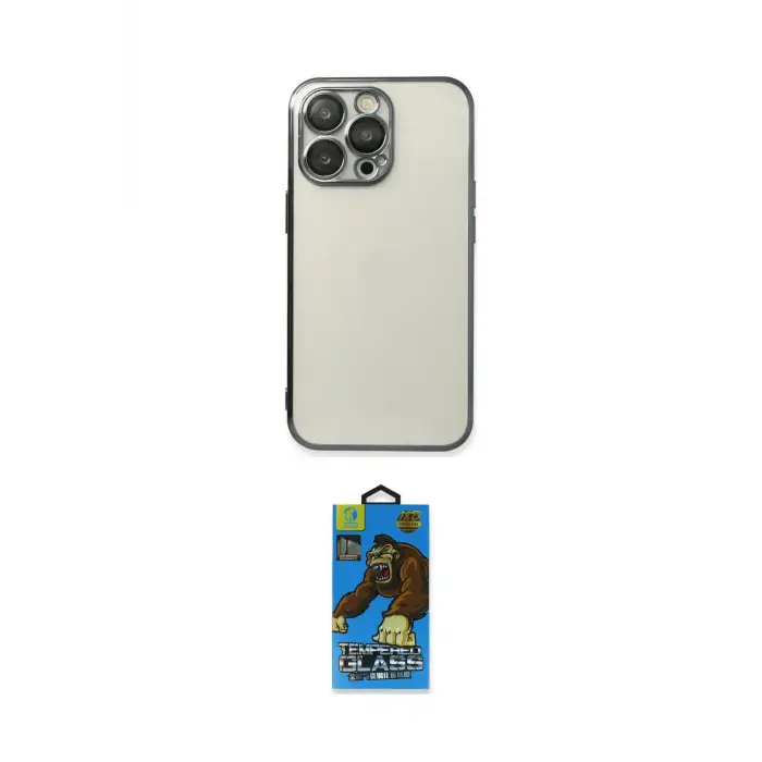 ieg™ iPhone 13 Pro Max Kılıf Vadi Minimal - Siyah 18D Cam Ekran Koruyucu