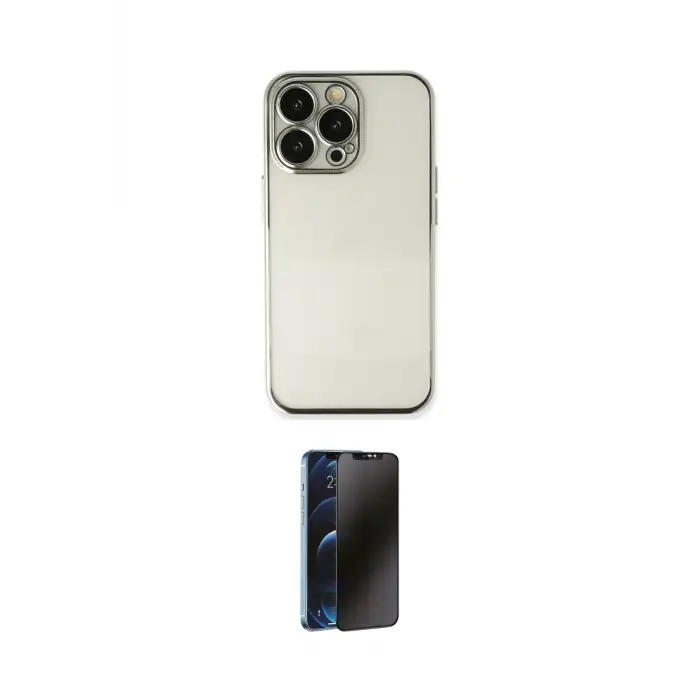 ieg™ iPhone 13 Pro Max Kılıf Vadi Minimal - Siyah 3D Antistatik Hayalet Cam Ekran Koruyucu