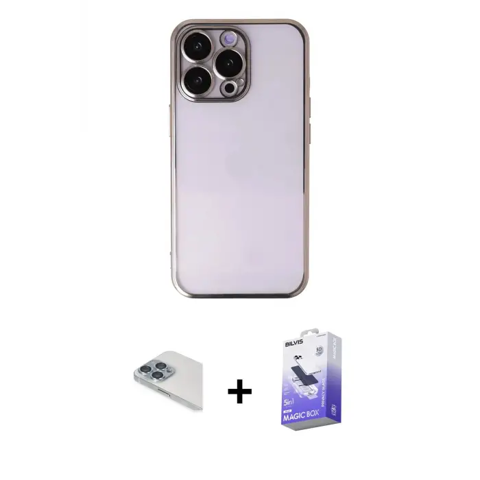 ieg™ iPhone 13 Pro Max Kılıf Vadi Minimal - Siyah Bilvis 5in1 5D Magic Hayalet Cam Ekran Koruyucu + Pers Alüminyum Kamera Lens - SABE