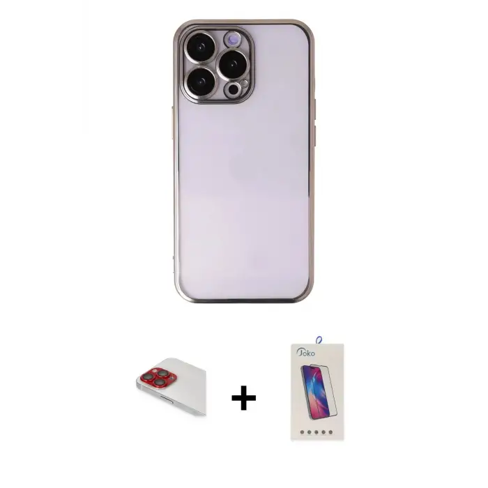 ieg™ iPhone 13 Pro Max Kılıf Vadi Minimal - Siyah Joko 5D Cam + Pers Alüminyum Kamera Lens - KI
