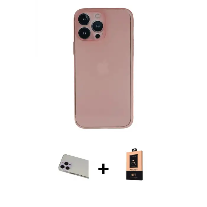 ieg™ iPhone 13 Pro Max Kılıf Yadigar Yansıma Serisi - Şeffaf Maxco Cam Ekran Koruyucu + Rainbow Kamera Lens Koruma Cam - MR