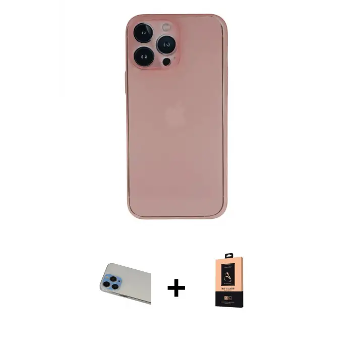 ieg™ iPhone 13 Pro Max Kılıf Yadigar Yansıma Serisi - Şeffaf Maxco Cam Ekran Koruyucu + Rainbow Kamera Lens Koruma Cam - MI