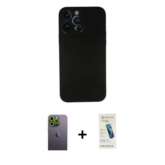 ieg™ iPhone 13 Pro Max Kılıf Yadigar Yansıma Serisi - Şeffaf Pasifik Cam Ekran Koruyucu + Neon Fosforlu Kamera Lens - YL