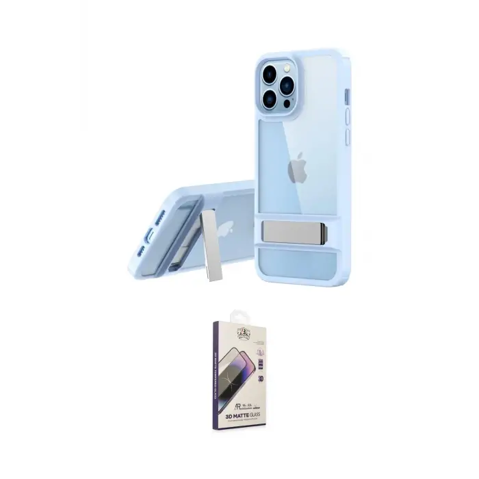 ieg™ iPhone 13 Pro Max Kılıf Yadigar Yansıma - Siyah Bilvis 3D Mat Cam Ekran Koruyucu