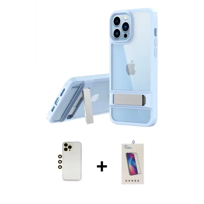 ieg™ iPhone 13 Pro Max Kılıf Yadigar Yansıma - Siyah Joko 5D Cam + Shine Kamera Lens - GD