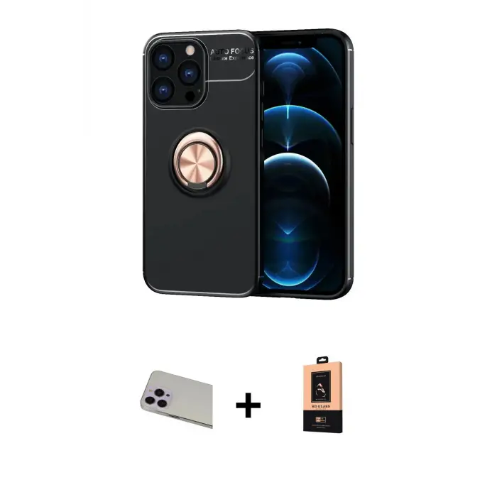 ieg™ iPhone 13 Pro Max Kılıf Yankı Form Prime - Şeffaf Maxco Cam Ekran Koruyucu + Rainbow Kamera Lens Koruma Cam - MR