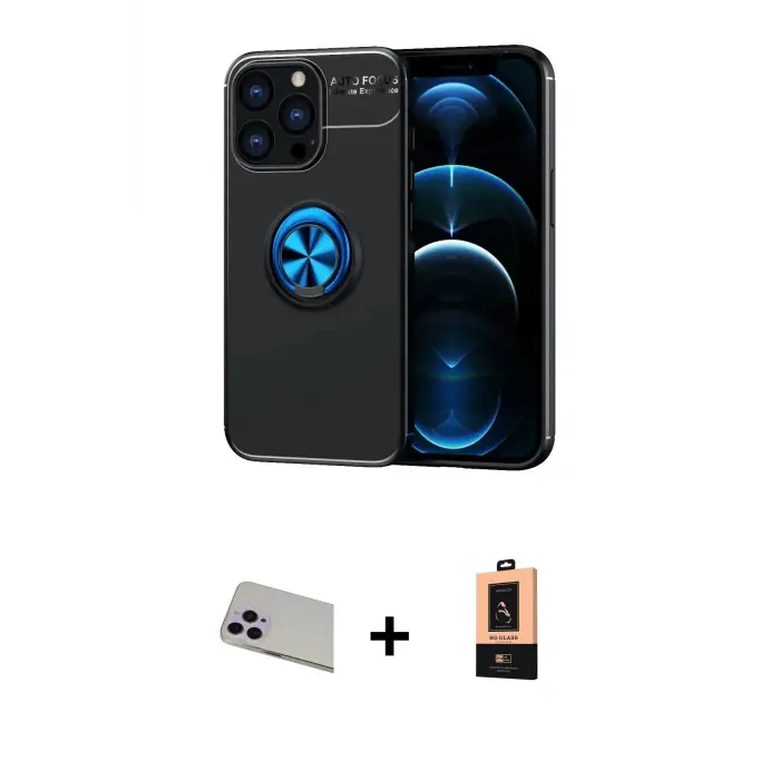 ieg™ iPhone 13 Pro Max Kılıf Yankı Form Prime - Şeffaf Maxco Cam Ekran Koruyucu + Rainbow Kamera Lens Koruma Cam - MR