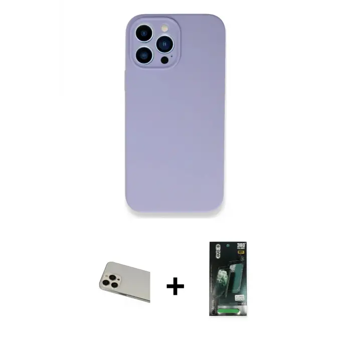 ieg™ iPhone 13 Pro Max Kılıf Zirve Modern Özel Seri - Şeffaf 360 Full Body Arka Koruyucu + Rainbow Kamera Lens Koruma Cam - REGD