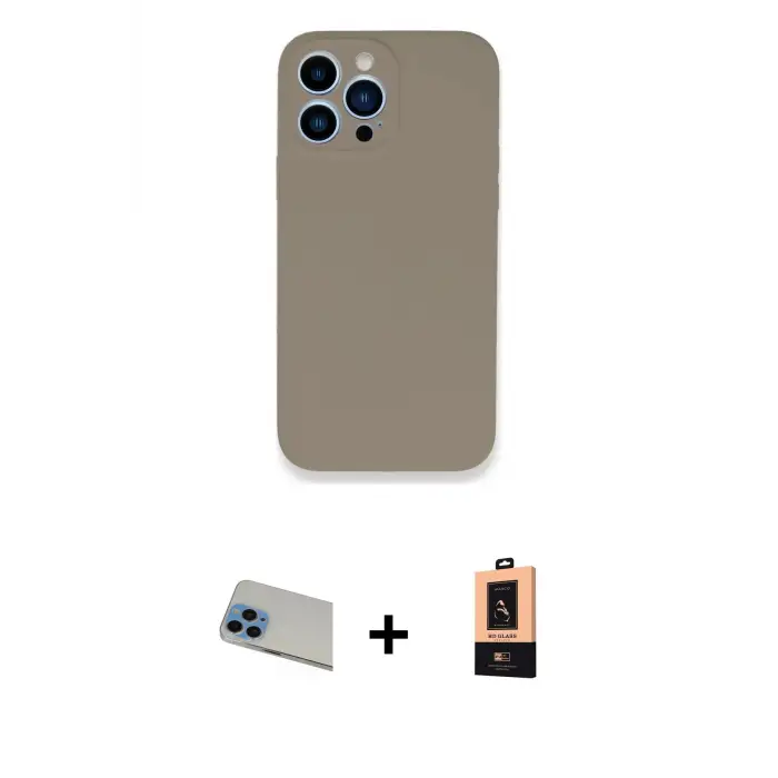 ieg™ iPhone 13 Pro Max Kılıf Zirve Modern Özel Seri - Şeffaf Maxco Cam Ekran Koruyucu + Rainbow Kamera Lens Koruma Cam - MI