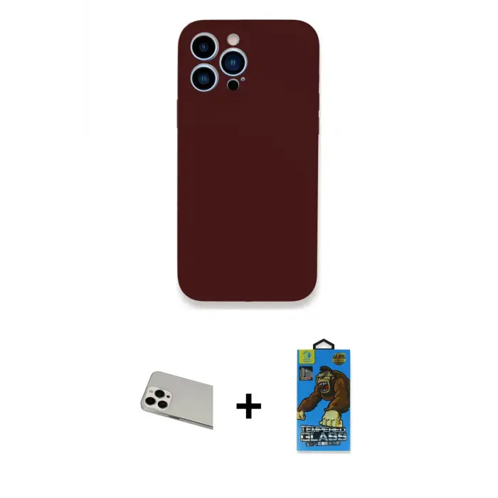 ieg™ iPhone 13 Pro Max Kılıf Zirve Modern Özel Seri - Siyah 18D Cam Ekran Koruyucu + Rainbow Kamera Lens Koruma Cam - BZ