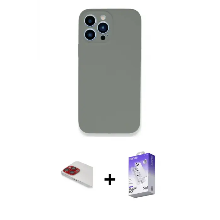 ieg™ iPhone 13 Pro Max Kılıf Zirve Modern Özel Seri - Siyah Bilvis 5in1 3D Magic Cam Ekran Koruyucu + Pers Alüminyum Kamera Lens - KI