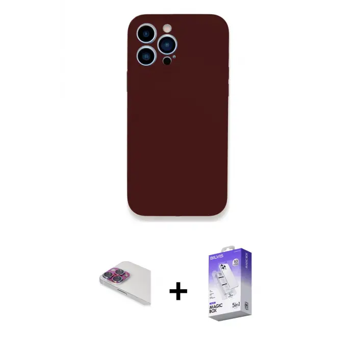 ieg™ iPhone 13 Pro Max Kılıf Zirve Modern Özel Seri - Siyah Bilvis 5in1 3D Magic Cam Ekran Koruyucu + Pers Alüminyum Kamera Lens - GI