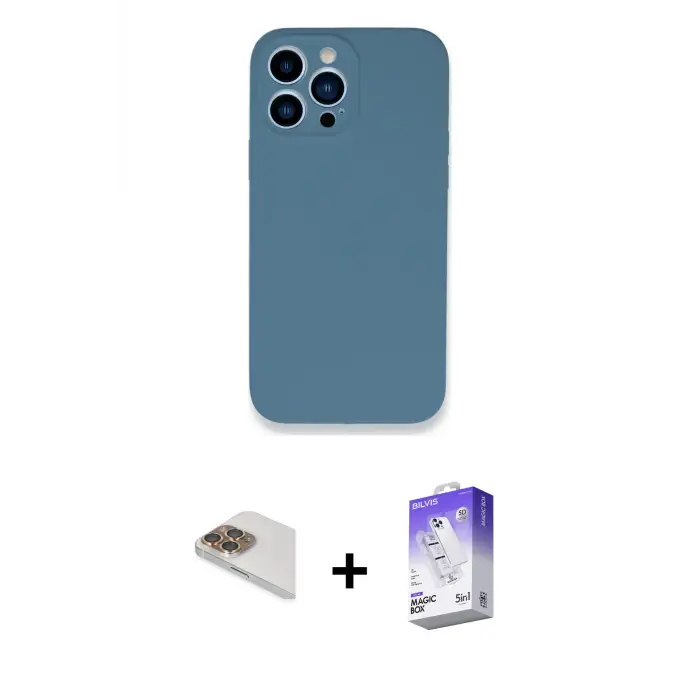 ieg™ iPhone 13 Pro Max Kılıf Zirve Modern Özel Seri - Siyah Bilvis 5in1 3D Magic Cam Ekran Koruyucu + Pers Alüminyum Kamera Lens - GD