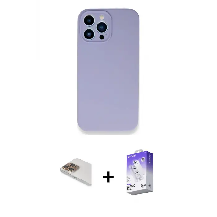 ieg™ iPhone 13 Pro Max Kılıf Zirve Modern Özel Seri - Siyah Bilvis 5in1 3D Magic Cam Ekran Koruyucu + Pers Alüminyum Kamera Lens - GD
