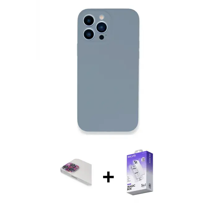 ieg™ iPhone 13 Pro Max Kılıf Zirve Modern Özel Seri - Siyah Bilvis 5in1 3D Magic Cam Ekran Koruyucu + Pers Alüminyum Kamera Lens - GI