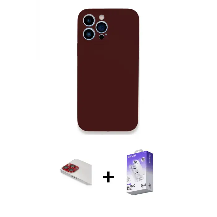 ieg™ iPhone 13 Pro Max Kılıf Zirve Modern Özel Seri - Siyah Bilvis 5in1 3D Magic Cam Ekran Koruyucu + Pers Alüminyum Kamera Lens - KI