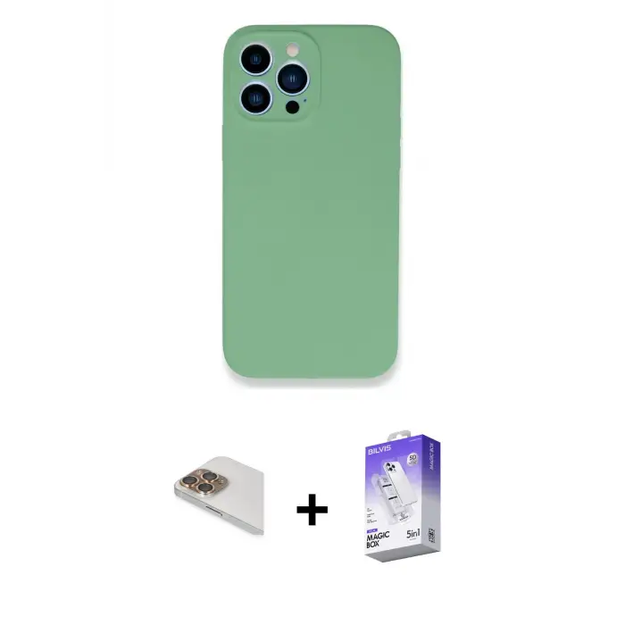 ieg™ iPhone 13 Pro Max Kılıf Zirve Modern Özel Seri - Siyah Bilvis 5in1 3D Magic Cam Ekran Koruyucu + Pers Alüminyum Kamera Lens - GD