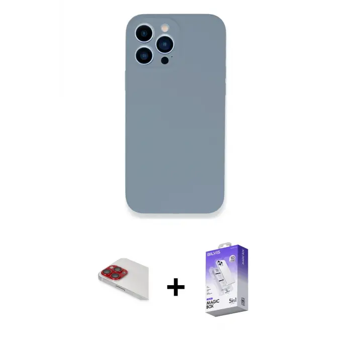 ieg™ iPhone 13 Pro Max Kılıf Zirve Modern Özel Seri - Siyah Bilvis 5in1 3D Magic Cam Ekran Koruyucu + Pers Alüminyum Kamera Lens - KI