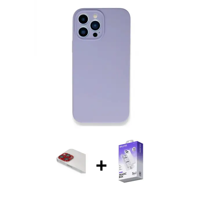 ieg™ iPhone 13 Pro Max Kılıf Zirve Modern Özel Seri - Siyah Bilvis 5in1 3D Magic Cam Ekran Koruyucu + Pers Alüminyum Kamera Lens - KI