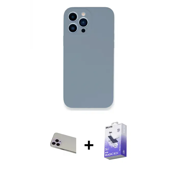 ieg™ iPhone 13 Pro Max Kılıf Zirve Modern Özel Seri - Siyah Bilvis 5in1 5D Magic Hayalet Cam Ekran Koruyucu + Rainbow Kamera Lens Koruma Cam - MR