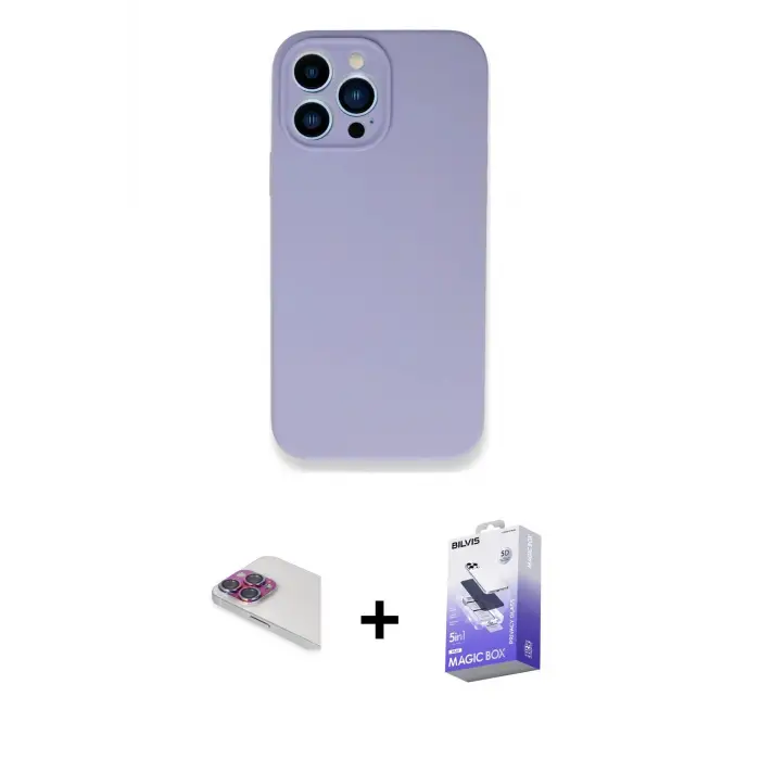 ieg™ iPhone 13 Pro Max Kılıf Zirve Modern Özel Seri - Siyah Bilvis 5in1 5D Magic Hayalet Cam Ekran Koruyucu + Pers Alüminyum Kamera Lens - GI