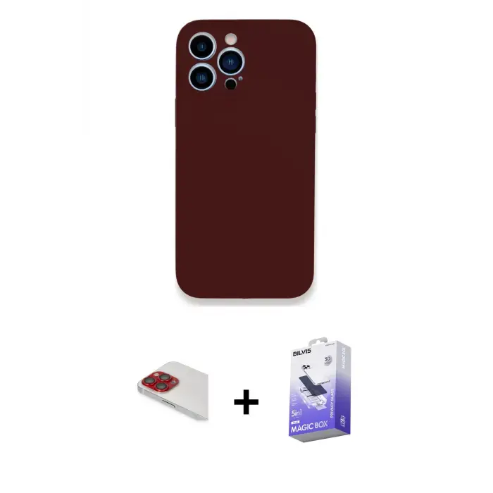 ieg™ iPhone 13 Pro Max Kılıf Zirve Modern Özel Seri - Siyah Bilvis 5in1 5D Magic Hayalet Cam Ekran Koruyucu + Pers Alüminyum Kamera Lens - KI