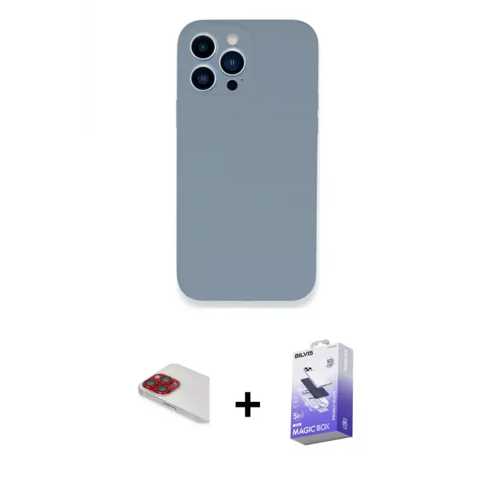 ieg™ iPhone 13 Pro Max Kılıf Zirve Modern Özel Seri - Siyah Bilvis 5in1 5D Magic Hayalet Cam Ekran Koruyucu + Pers Alüminyum Kamera Lens - KI