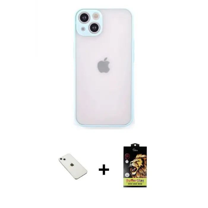 ieg™ iPhone 14 Kılıf Ahenk Çizgi Serisi - Siyah Buffer Cam Ekran Koruyucu + Diamond Kamera Lens - SABE
