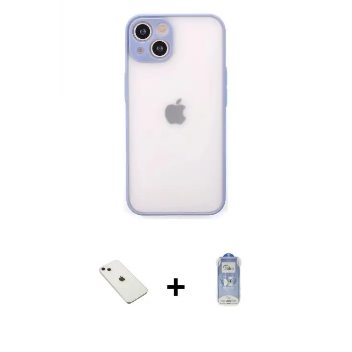 ieg™ iPhone 14 Kılıf Ahenk Çizgi Serisi - Siyah Joko Magic 5D Cam + Diamond Kamera Lens - PE