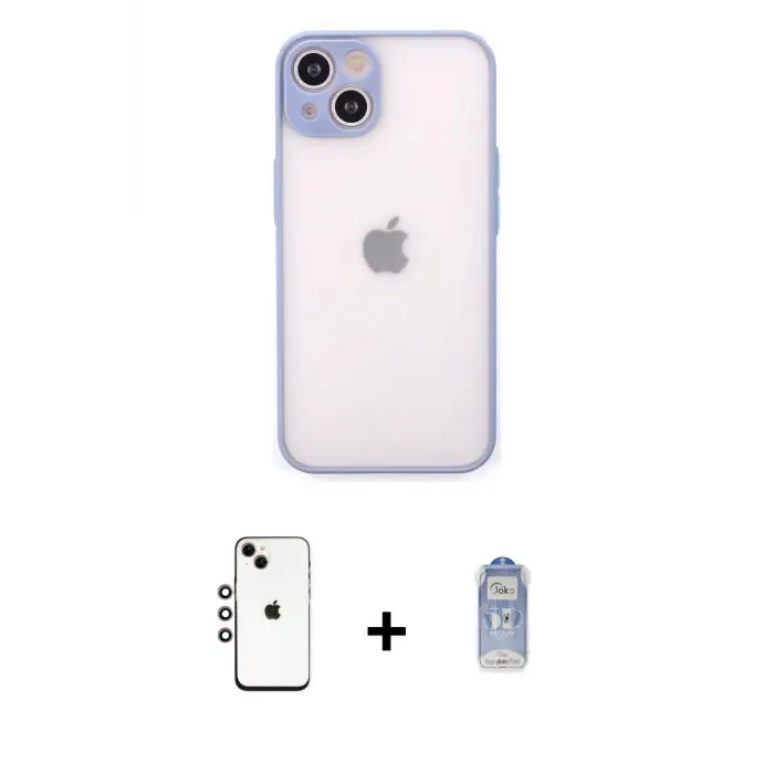 ieg™ iPhone 14 Kılıf Ahenk Çizgi Serisi - Siyah Joko Magic 5D Cam + Shine Kamera Lens - GI
