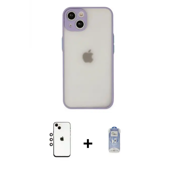 ieg™ iPhone 14 Kılıf Ahenk Çizgi Serisi - Siyah Joko Magic 5D Cam + Shine Kamera Lens - GI