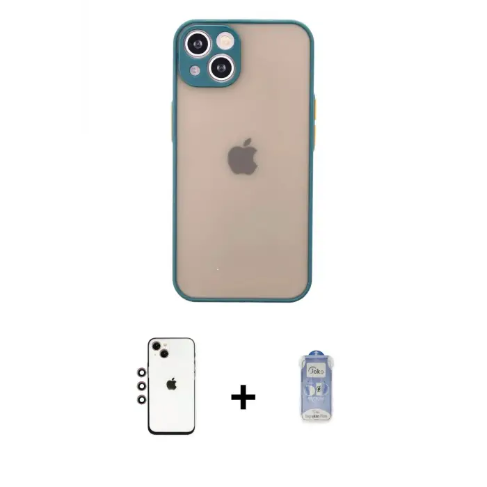 ieg™ iPhone 14 Kılıf Ahenk Çizgi Serisi - Siyah Joko Magic 5D Cam + Shine Kamera Lens - GI