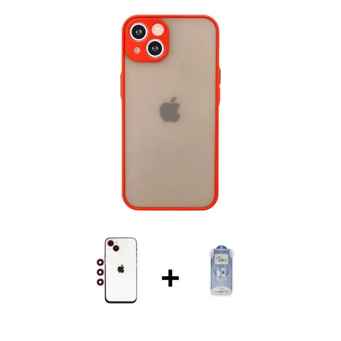 ieg™ iPhone 14 Kılıf Ahenk Çizgi Serisi - Siyah Joko Magic 5D Cam + Shine Kamera Lens - KI