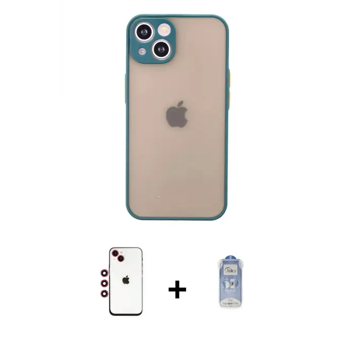 ieg™ iPhone 14 Kılıf Ahenk Çizgi Serisi - Siyah Joko Magic 5D Cam + Shine Kamera Lens - KI