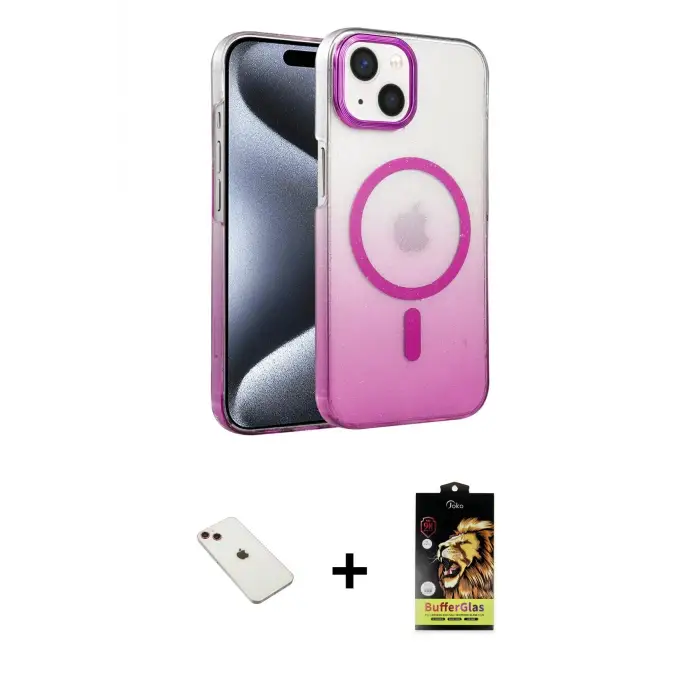 ieg™ iPhone 14 Kılıf Ahenk Doku Özel Seri - Siyah Buffer Cam Ekran Koruyucu + Diamond Kamera Lens - KI