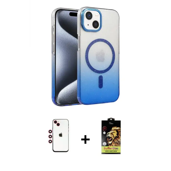 ieg™ iPhone 14 Kılıf Ahenk Doku Özel Seri - Siyah Buffer Cam Ekran Koruyucu + Shine Kamera Lens - KI