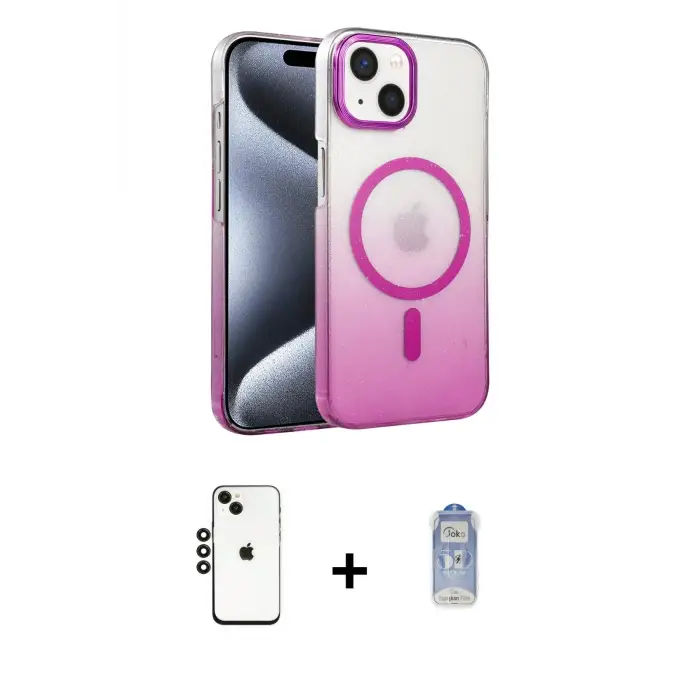 ieg™ iPhone 14 Kılıf Ahenk Doku Özel Seri - Siyah Joko Magic 5D Cam + Shine Kamera Lens - SH