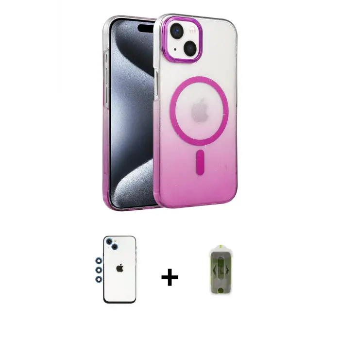 ieg™ iPhone 14 Kılıf Ahenk Doku Özel Seri - Siyah Joko Magic 5D Hayalet Cam + Shine Kamera Lens - MI