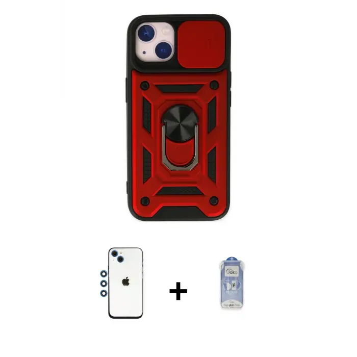 ieg™ iPhone 14 Kılıf Ahenk Klasik - Siyah Joko Magic 5D Cam + Shine Kamera Lens - MI