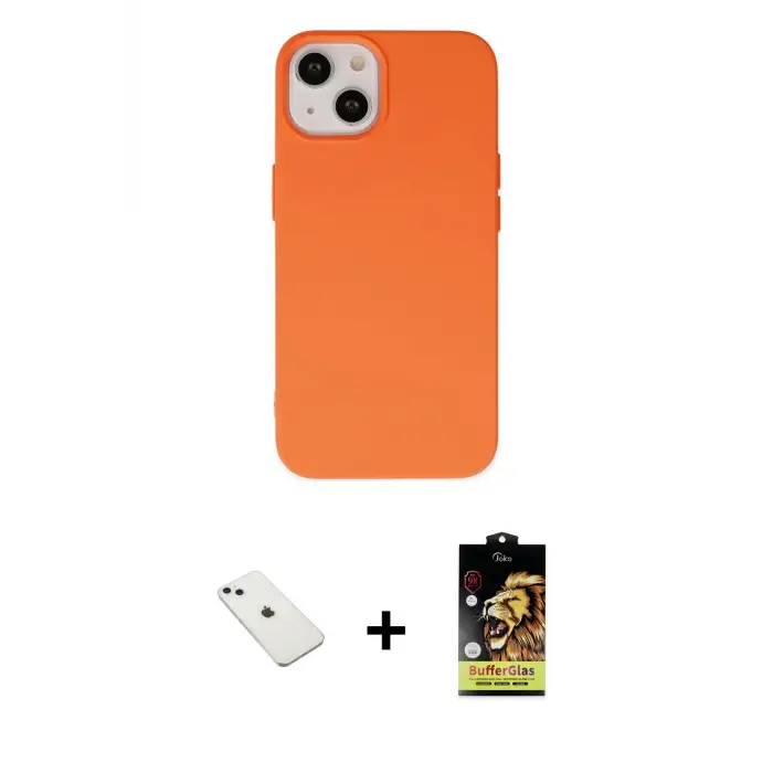 ieg™ iPhone 14 Kılıf Ahenk Serisi - Siyah Buffer Cam Ekran Koruyucu + Diamond Kamera Lens - SABE